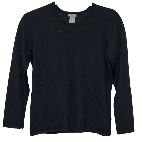 Ann Taylor Factory Women’s Black Wool Blend Round Neck Sweater ‎  Sz M - Picture 1 of 6